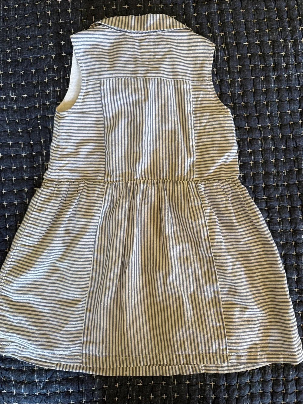 GAP Blue and White Striped Sleeveless Shirt Dress